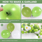 139pcs Green and White Daisy Balloon Set Suitable for Themed Birthday, Wedding, Engagement, Party, and Anniversary Decorations