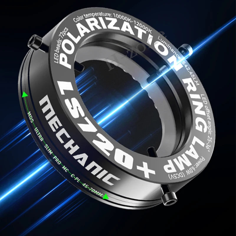 Mechanic LS720 Microscope Ring Light Polarized Ring Light Eliminates Reflection Suitable for Most Stereo Microscopes 48mm Size
