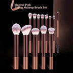 17pcs Professional Soft Long Aluminum Makeup Brush Set, Including Foundation Brush, Eyeshadow Brush, Eyebrow Brush, Blending