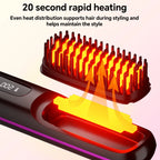 Rechargeable Hair Straightener Brush, Ionic Straightening Comb - 20s Fast Heating, 3 Temp Settings & LED Display for Home Salon