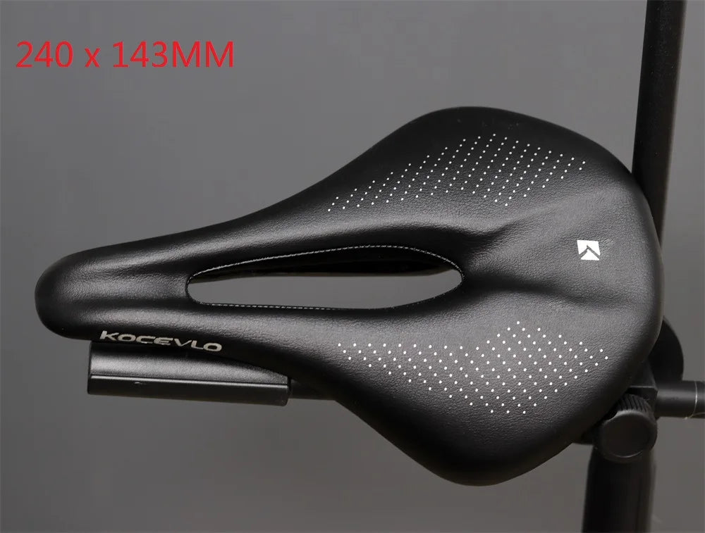 Kocevlo-Carbon Fiber Road Bicycle Seat Cushion, Mountain Bike Seat Bag, Ultra-light, Comfortable, Waterproof, Leather Surface