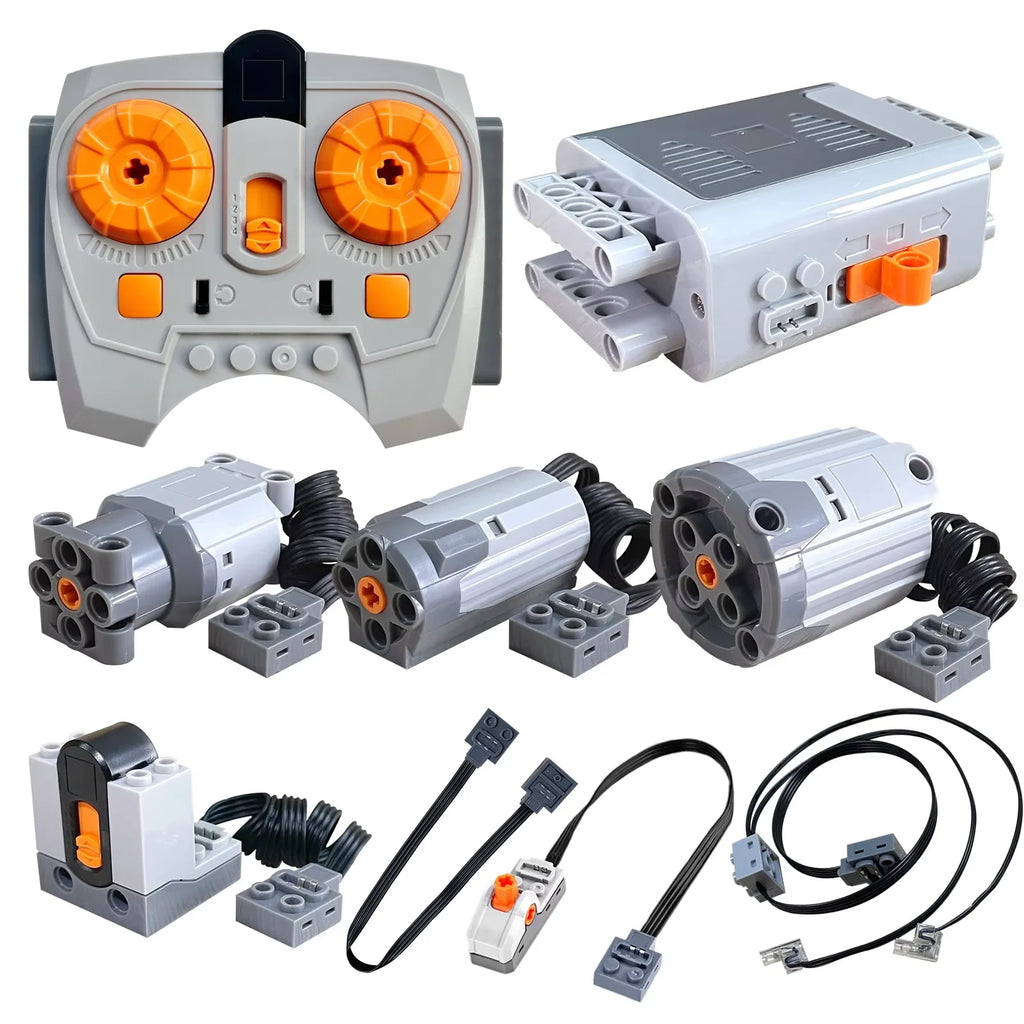 MOS 11PCS Brick Motor Power Function Kit With technic Parts Includes AA Battery Box 2.4g Speed Control Remote Receiver 5x Motors