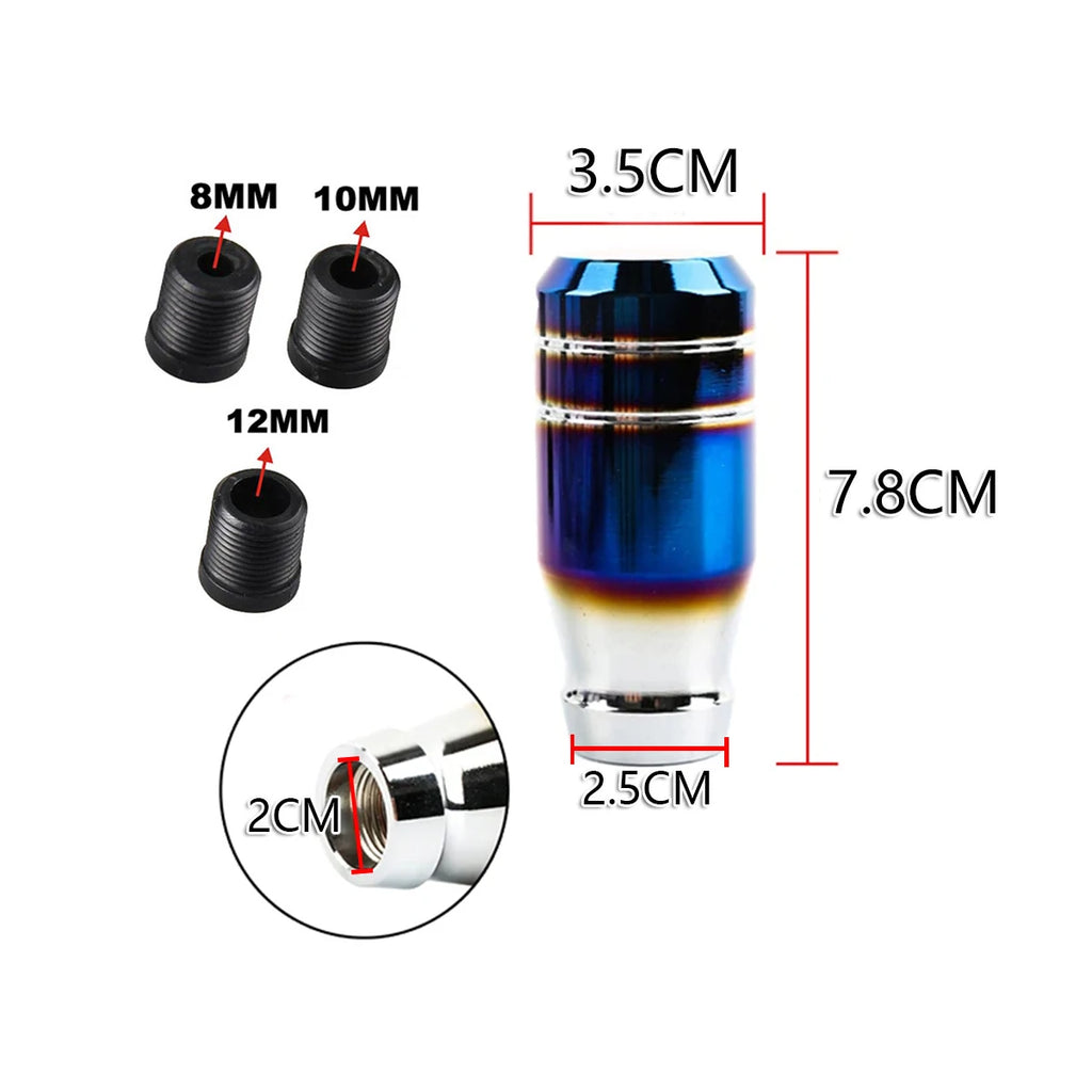 Universal Rainbow Shift Knob - Burnt Blue Aluminum Gear Lever for Manual/Auto Cars, Anti-Slip Ergonomic Grip