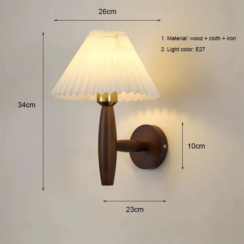Nordic LED Wood Wall Sconce Lamp E27 AC110-220V Brown or Yellow, 3 Color Modes