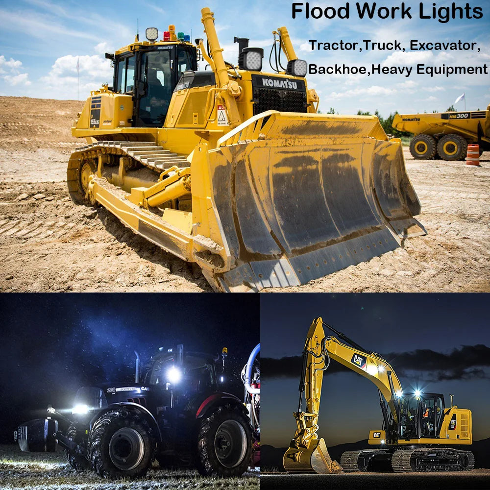 105W 5 Inch Trator Work Light 15750Lms Excavator Flood Light Offroad Lighting fits Farm Tractor Engineer Truck 12/24V