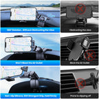 TOPK D46J Dashboard Car Phone Holder Mount, Easy Installation, Universal Clip Mount, Compatible with All Smartphones