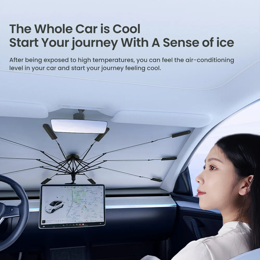 YZ Car Sunshade Umbrella For All Tesla Model Shading Car Sun Shade Protector Parasol Summer Sun Windshield Protection Accessory