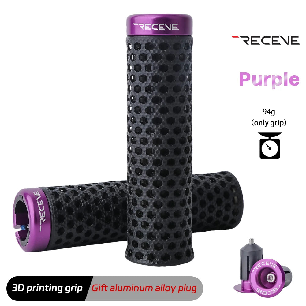 RECEVE Folding Bike Lock-On Handlebar Grips with Aluminum End Caps, 3D Printed