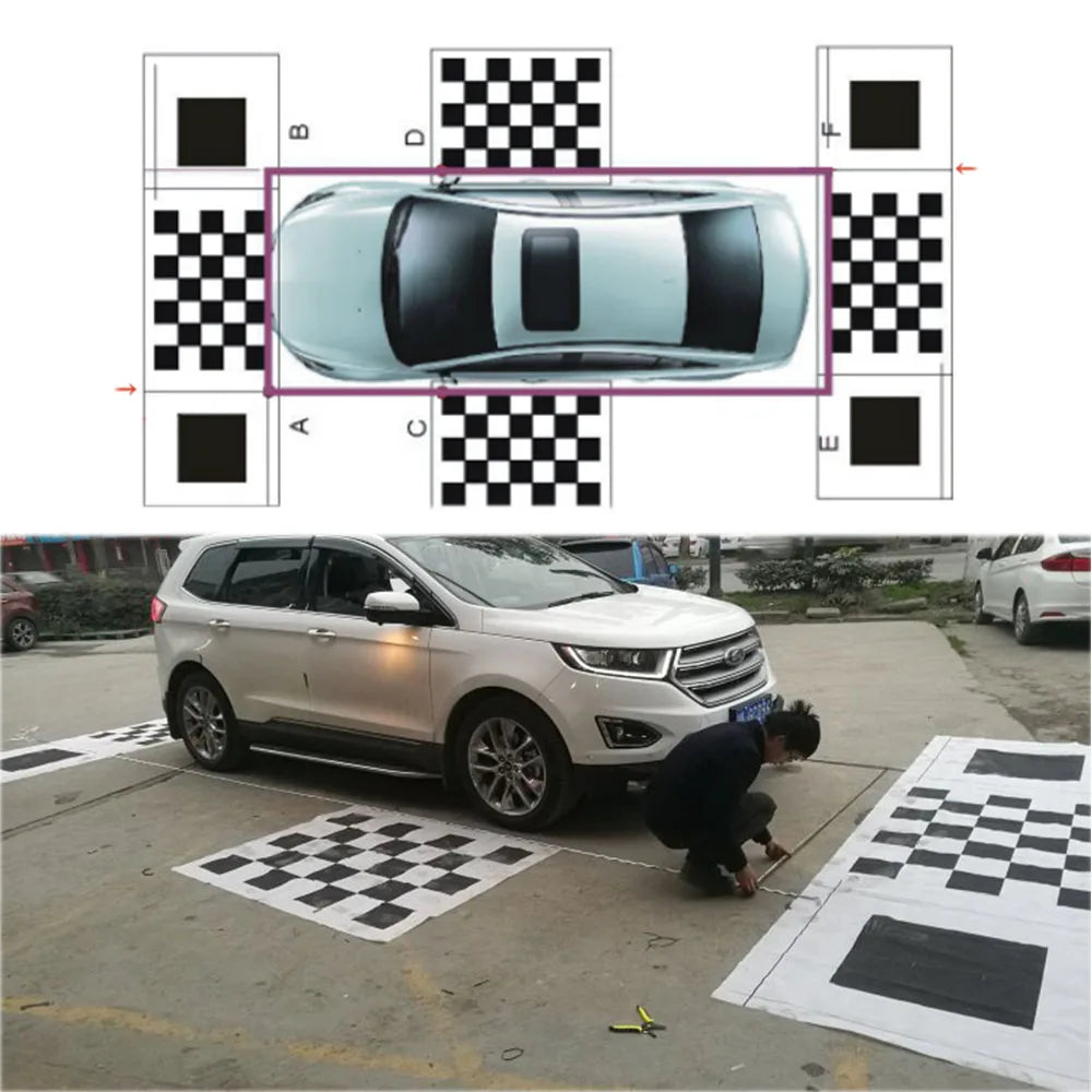 Car panoramic 3D 2D Calibration Cloth 360-degree Camera Surround Bird's-eye View System Debugging Cloth Special 4 Pieces/set