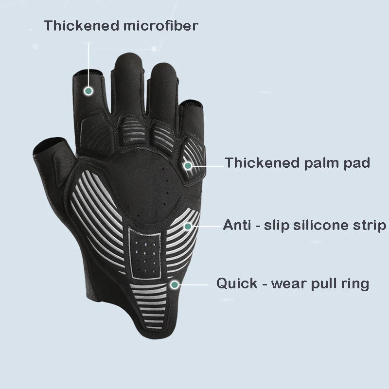 MuqiNush Half Finger Cycling Gloves with Cushion Padding, Anti-Slip, Breathable, Gray/Pink/Black/Green