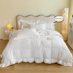 3pcs Korean lace Bedding set seersucker Duvet Cover Set (1*Duvet Cover + 2*Pillowcase, Without Core)for bedroom guest room