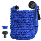 Expandable Garden Hose with Spray Nozzle 1/2in, 25ft-100ft, Black/Blue/Green