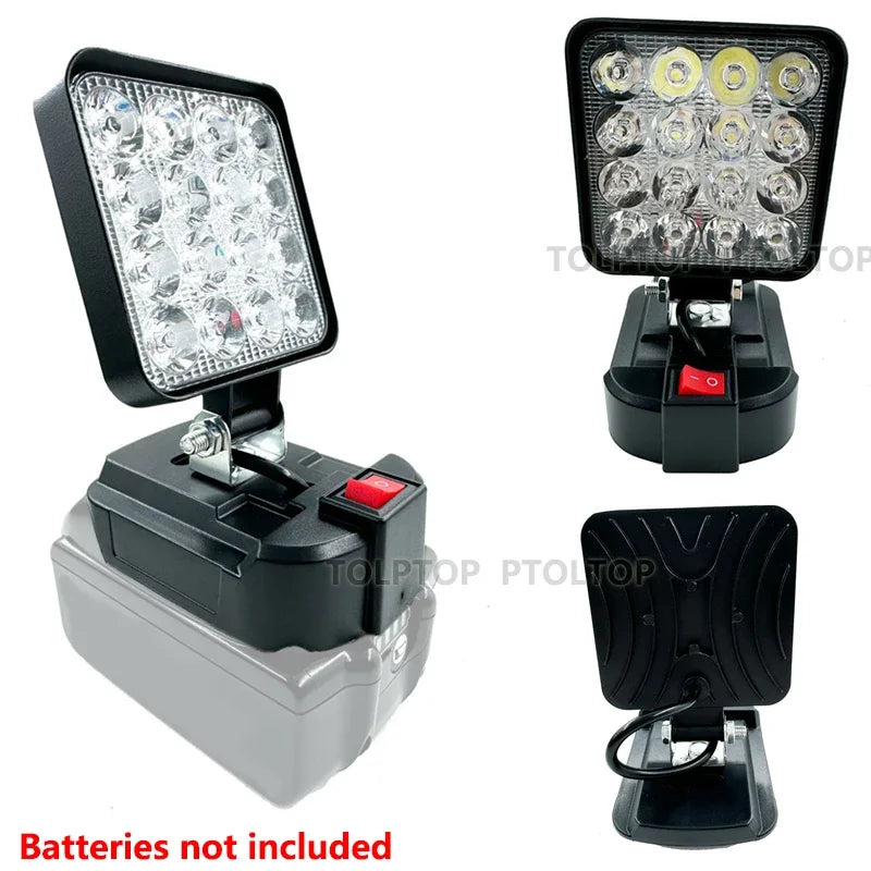 LED work light for Makita 14.4V/18V Li-ion battery, 3in/4in, USB option, black/blue