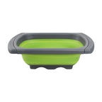 LMETJMA Collapsible Over-the-Sink Colander Strainer with Extendable Handles, Red/Green
