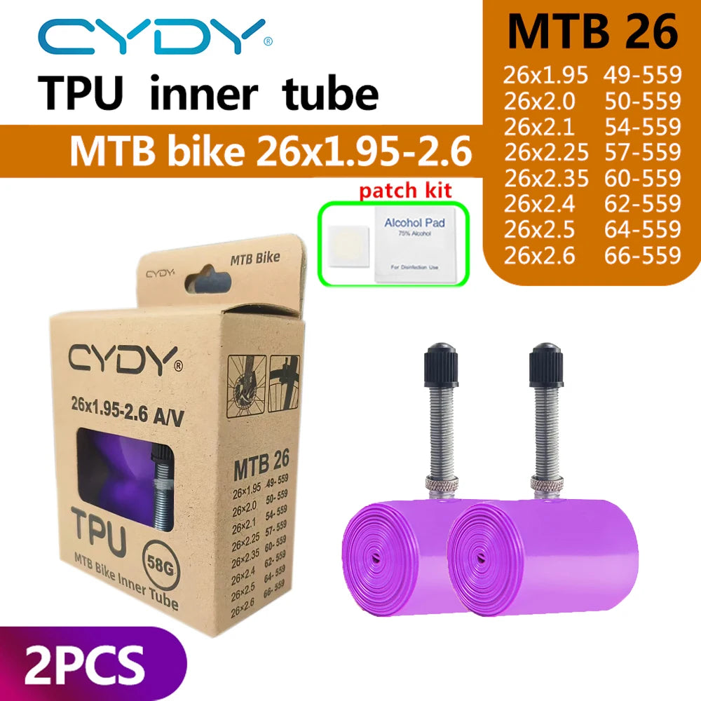 CYDY TPU MTB Bike Inner Tube Camera 29 26 27.5 29x1.95-2.6 Inch Mountain Bicycle Tire Schrader Valve AV pneu 29er Cycling Tube