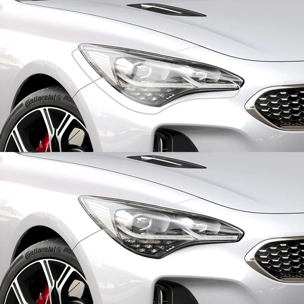 For Kia Stinger 2018-2023 Smoke Black High-Gloss Pre-Cut TPU Headlight Protective Film PPF Anti-Scratch Vinyl Wrap Cover Kit