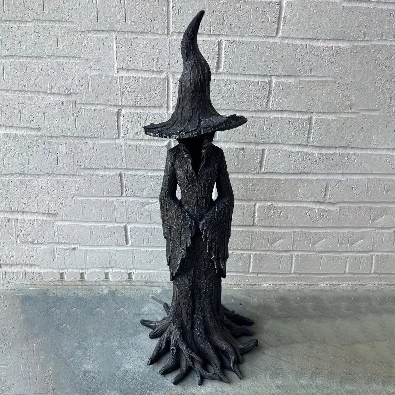 Dark Style Halloween Witch Statue Resin Desktop Ornament Retro Gothic Horror Decor Home Party Decoration Collectible Figurine