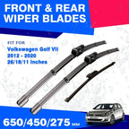 For Volkswagen VW Golf 7 VII MK7 2012 - 2020 Front Rear Wiper Blades GTI Sportsvan Alltrack GTE GTD R TDI Windshield HD Brushes