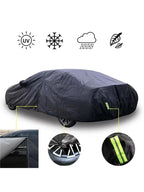 Universal full car cover waterproof UV sun rain snow protection, black, zipper, S-XXL