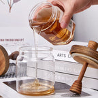 1/3/5PCS Glass Sealed Tank Honey Jar With Wooden Lid Mixing Rod Wood Dip Sticks Transparent Home Sealed Jar Kitchen Storage