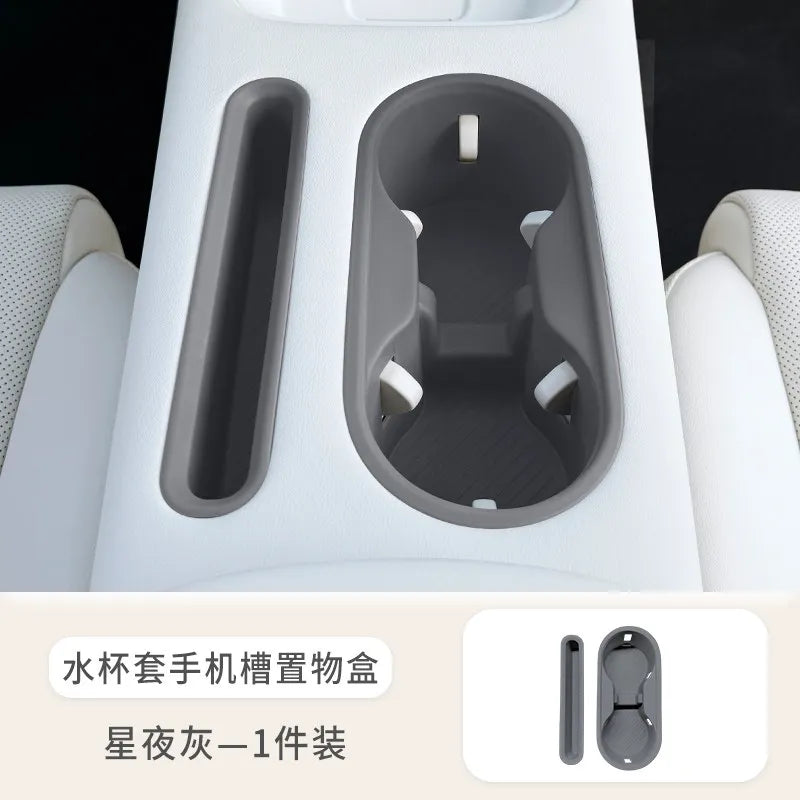 GWM ORA 5 2026 Silicone Interior Storage Box Set, Cup Holder Cover & Phone Mat, White/Grey