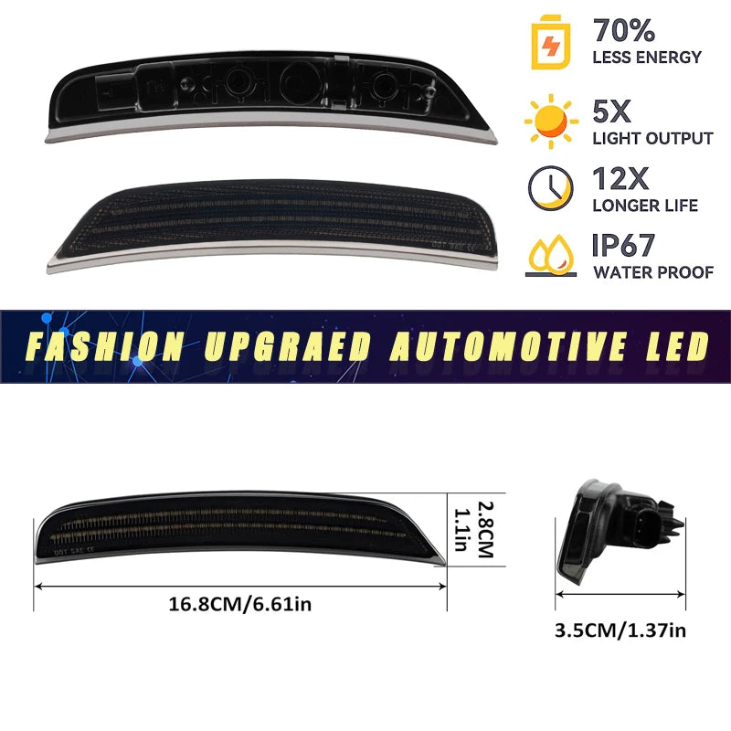 2Pcs For Dodge Durango 2021-2025 LED Side Marker Lights Front Bumper Fender Turn Singal Lamps White Car Accessories OEM#68476819