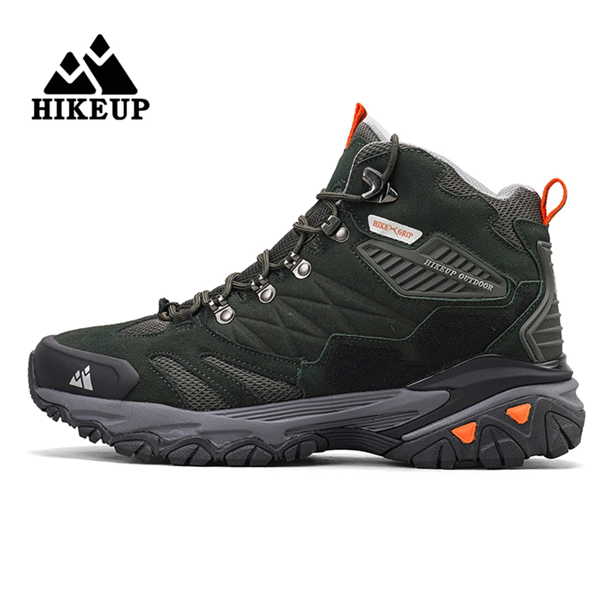 HIKEUP Winter Boot Men Outdoor Hiking Boots Suede High Top Trekking Men Shoes Rainproof Tactical Combat Military Boots