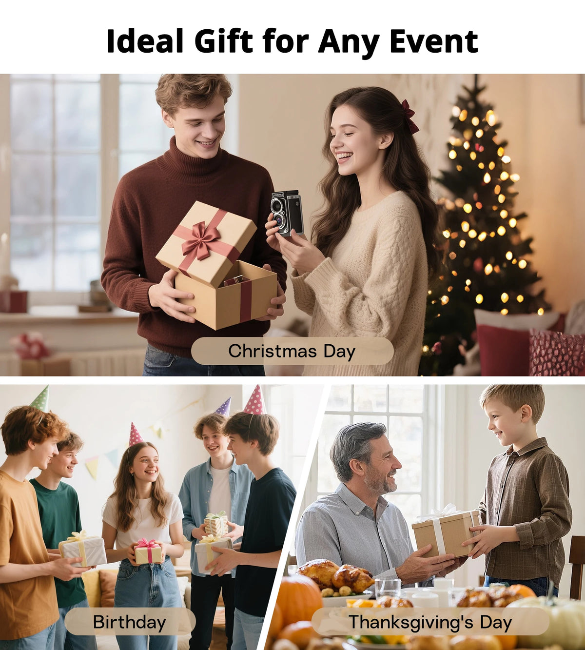 CHUZHAO Retro Mini Digital Camera  Autofocus 12MP, Portable Vlogging Camera with 1080P FHD Video, Perfect Ideal Gift