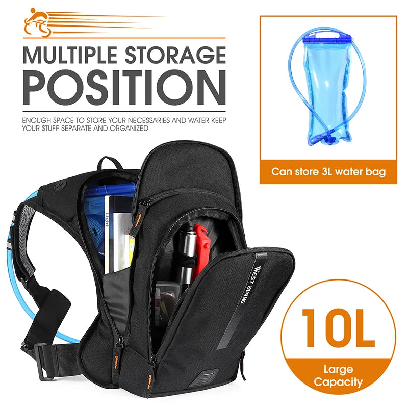 WEST BIKING 10L/20L Cycling Hydration Backpack Ergonomic Cross Harness Climbing Hiking Outdoor Sport Travel Reflective Backpack