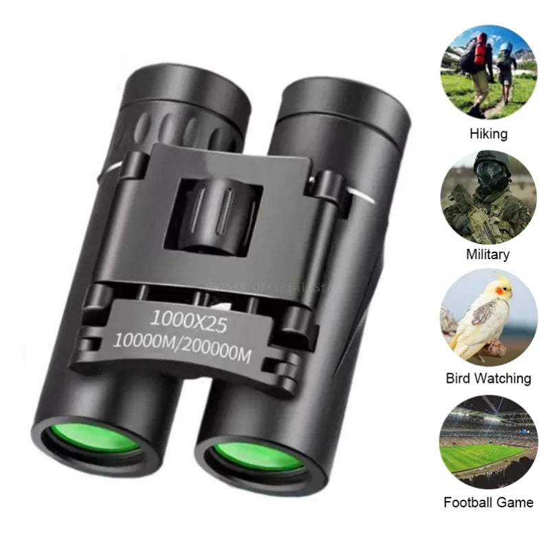 1000X25 Powerful Binoculars Long Range Folding Mini Telescope BAK4 FMC Optics For Hunting Sports Outdoor Camping Travel