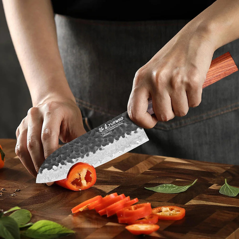 TURWHO 5" Petty Chef Knives 67 Layer Damascus Steel Kitchen Knives Sharp Utility Cooking Tools Japanese Handmade Santoku Knife