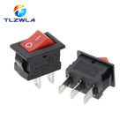 KCD11 Mini Rocker Switch 10x15mm 100pcs 2/3 Pin ON-OFF or ON-OFF-ON 3A 250VAC