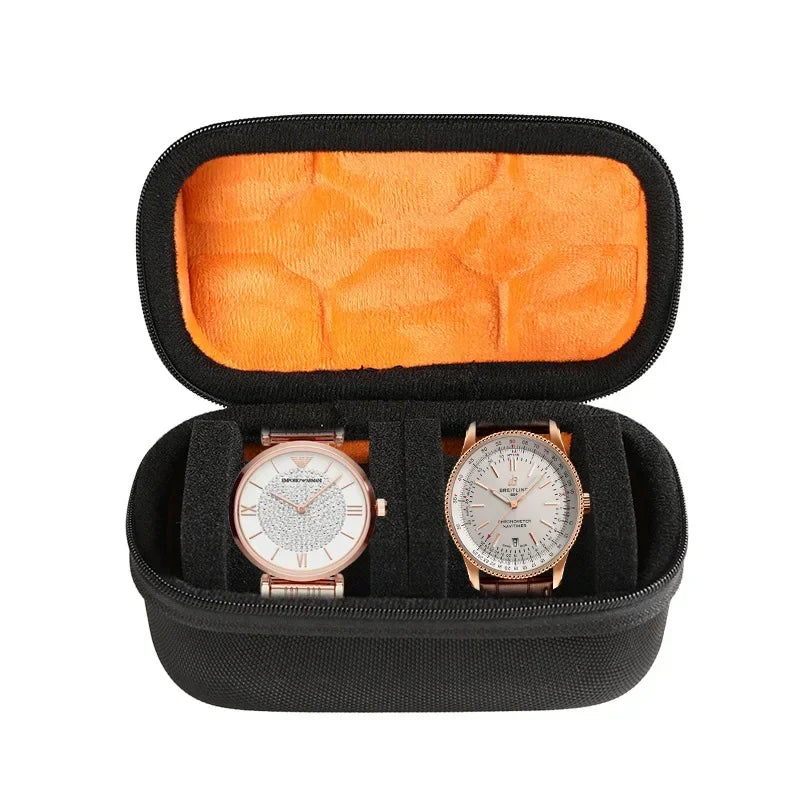 1/2/3/5/6/10 Slot Watch Travel Case,Hard Watch Roll, Travel Watch Organizer Case with Form-Fitting Pillow, Red Microfiber Lining