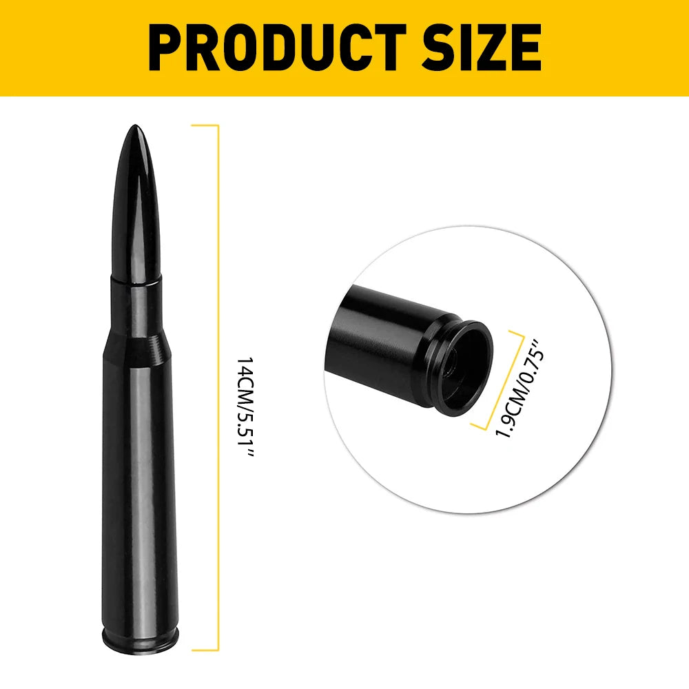 14cm (5.7in) Universal Car Roof AM/FM Bullet Whip Antenna with Screws, Black 1 Set