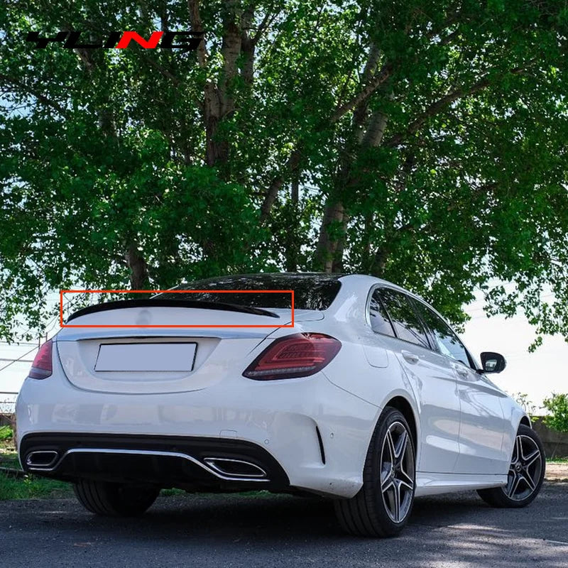 For Mercedes Benz Accessories C-Class W205 AMG 2015+ C43 C63 C200 C250 C300 C400 Car Rear Trunk Spoiler Lip Trim Gloss Black Rub