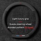 Car Steering Wheel Covers Cowhide Suede Steering Wheel Cover Wrap Universal 37-38cm Breathable Steering Covers Car Accessories