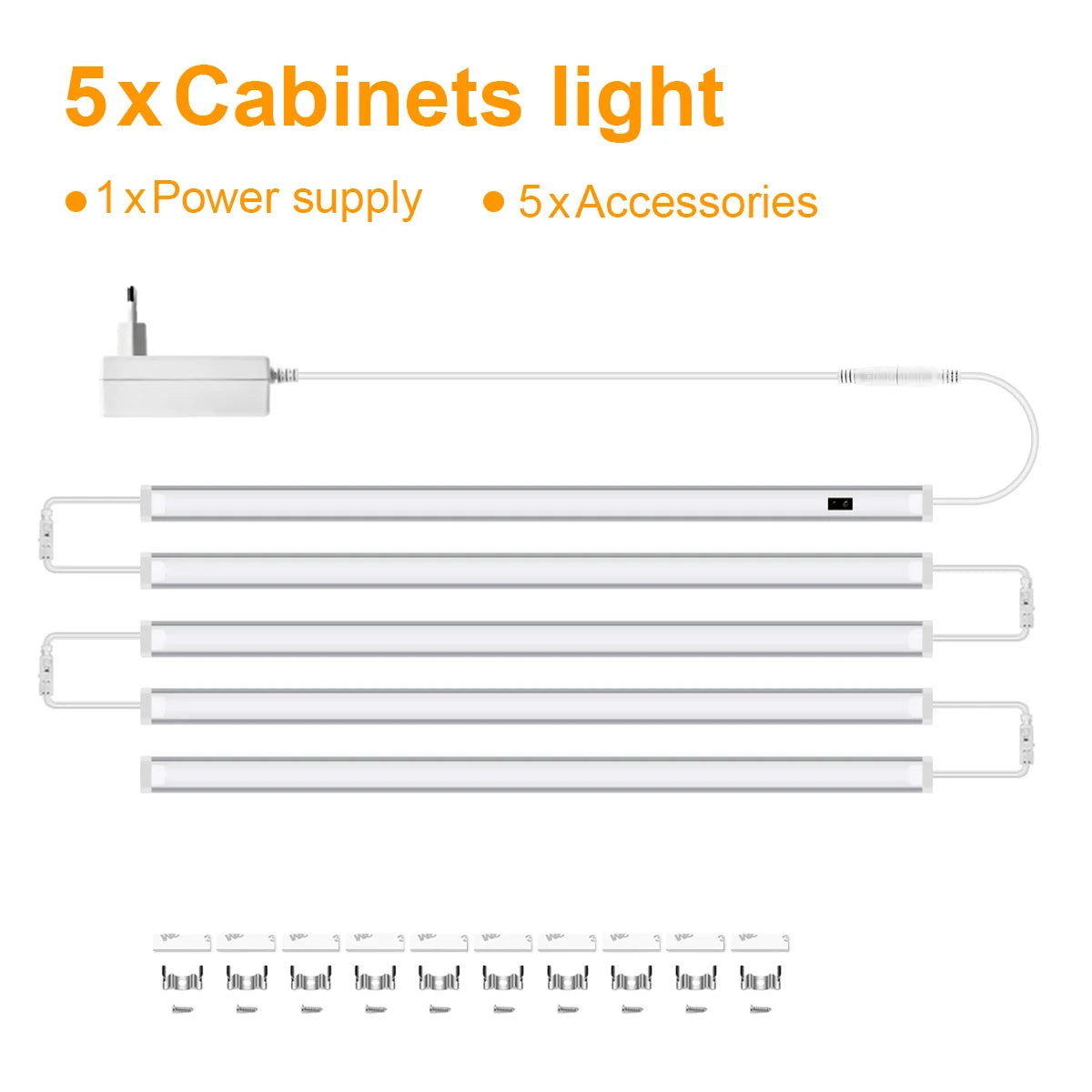 5PCS LED Light Bar / WHITE / 30CM / USA Power Plug
