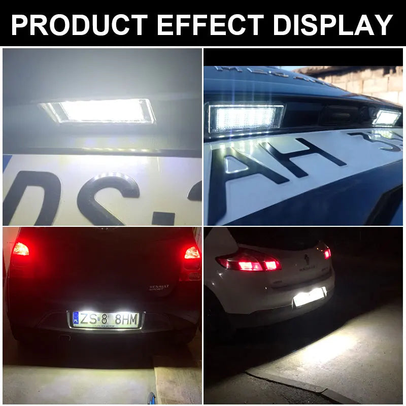 2PCS For Renault Megane 2 Clio Laguna 2 Megane 3 Twingo Master Vel Satis Opel Movano Car LED White Number License Plate Light