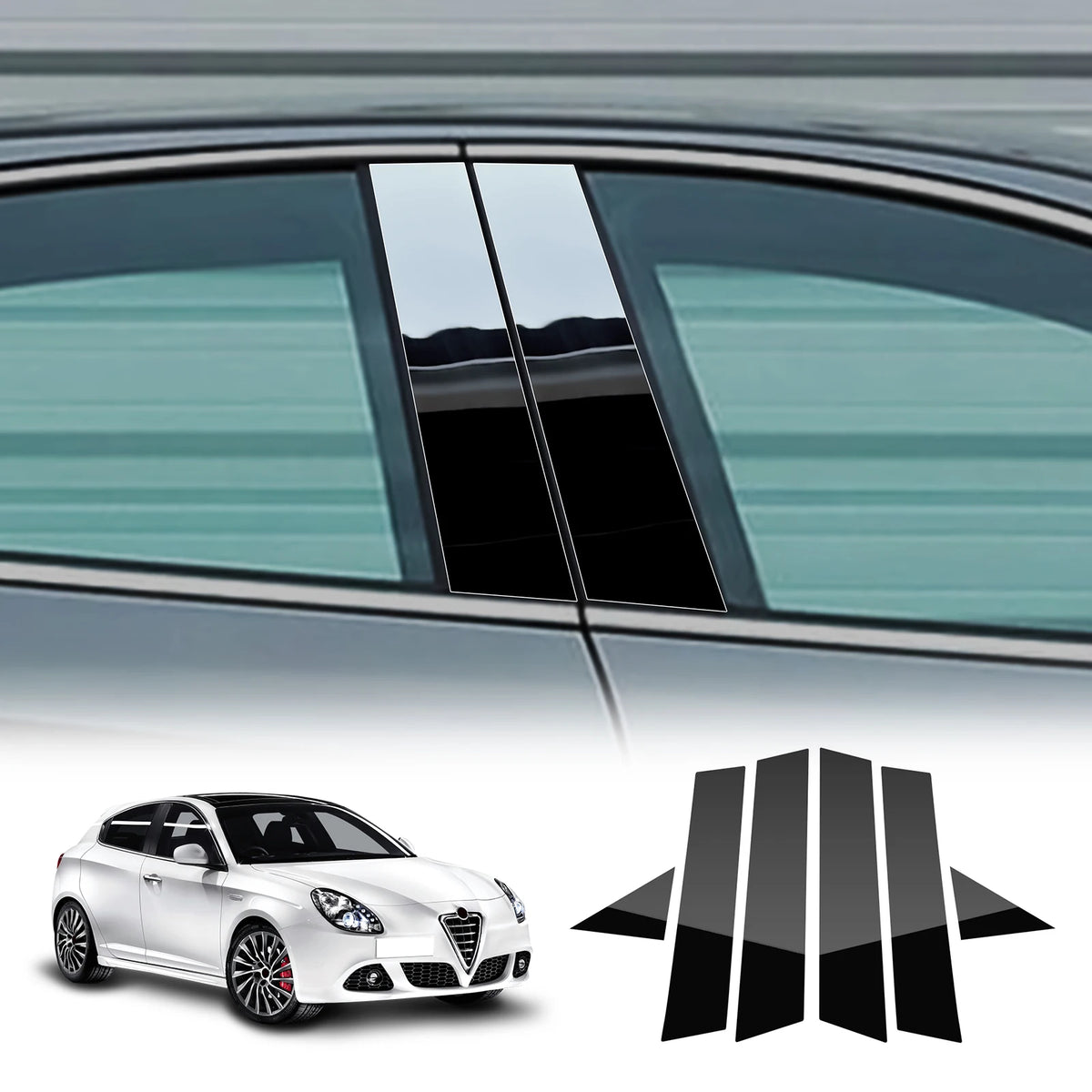 For Alfa Romeo Giulietta 940 2010 2011 2012 2013 2014 2015 2016 2017 2018-2020 Glossy Black B Pillars Sticker Carbon Fiber Style