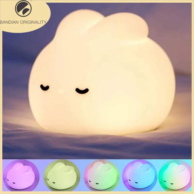 LED Night light Cute duck Cartoon animals Silicone lamp for children kid Touch Sensor Timing USB Rechargeable for birthday gifts