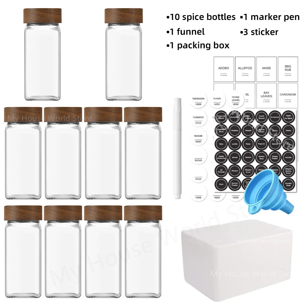 13Pcs Glass Spice Jars with Bamboo Lids 4oz Glass Jars Spice Jar Set Seasoning Jars Organizer Storage Bottles for Spice Rack