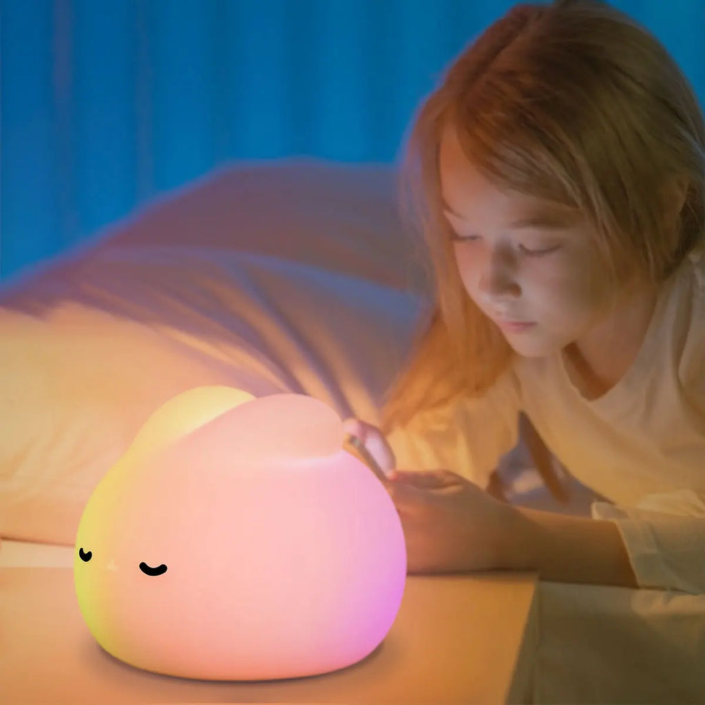 LED Night light Cute duck Cartoon animals Silicone lamp for children kid Touch Sensor Timing USB Rechargeable for birthday gifts