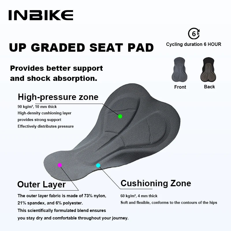 INBIKE Men's Padded Cycling Bib Shorts Quick-Dry Breathable MTB Bike, Black/Green EU Sizes