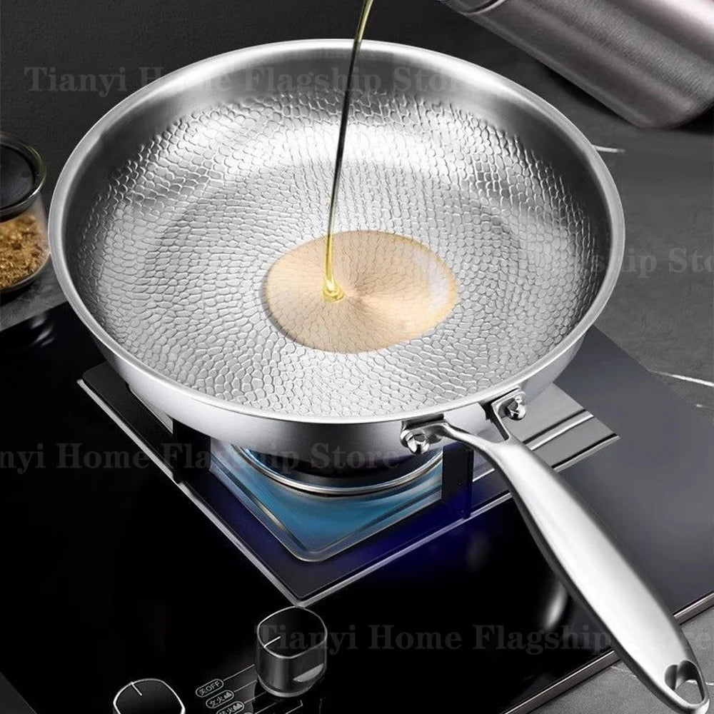 Titanium stainless steel nonstick frying pan skillet, 22-30cm, induction & gas compatible