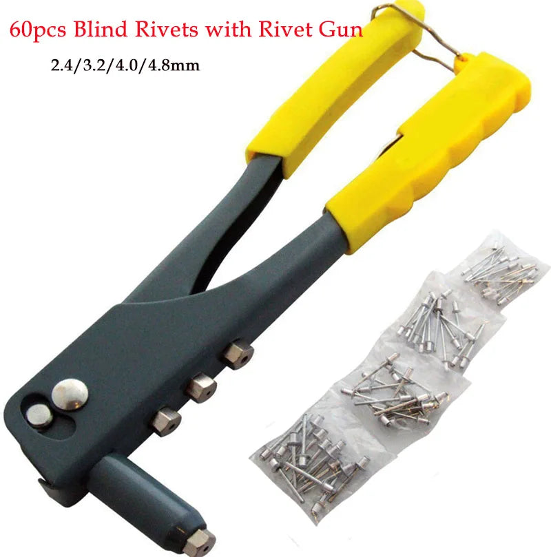 60/120/200/380 pcs Heavy Duty Riveter Gun Set Hand Riveter Blind Rivet Pliers Gun DIY Rivets Nut Automotive Tools for Home DIY