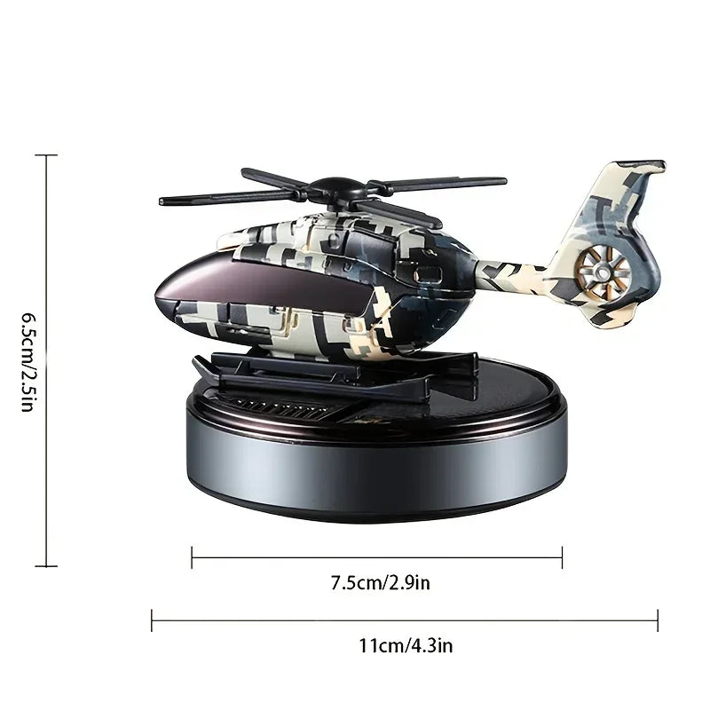 Car Solar Air Freshener Automatic Rotation Essential Oil Diffuser Dashboard Camouflage Helicopter Ornaments Remove Odor