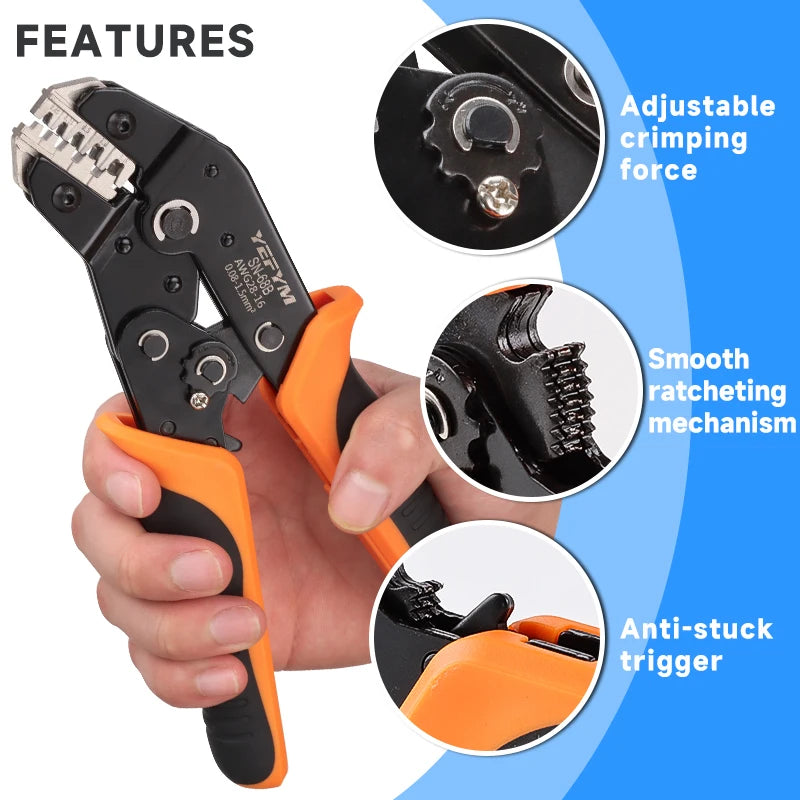 SN-68B Crimps Plug JST ,TE,XH,SM,VH,PH,Molex Terminals Ratchet Crimper Pliers For 0.08-1.5mm²(28-16 AWG) Wires Tool