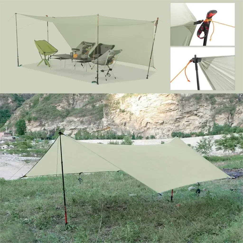 450g 20D Two-Sided Silicone Coated Nylon Tarp Ultralight Sun Shelter Beach Tent Pergola Awning Canopy Rainfly Camping Sunshelter