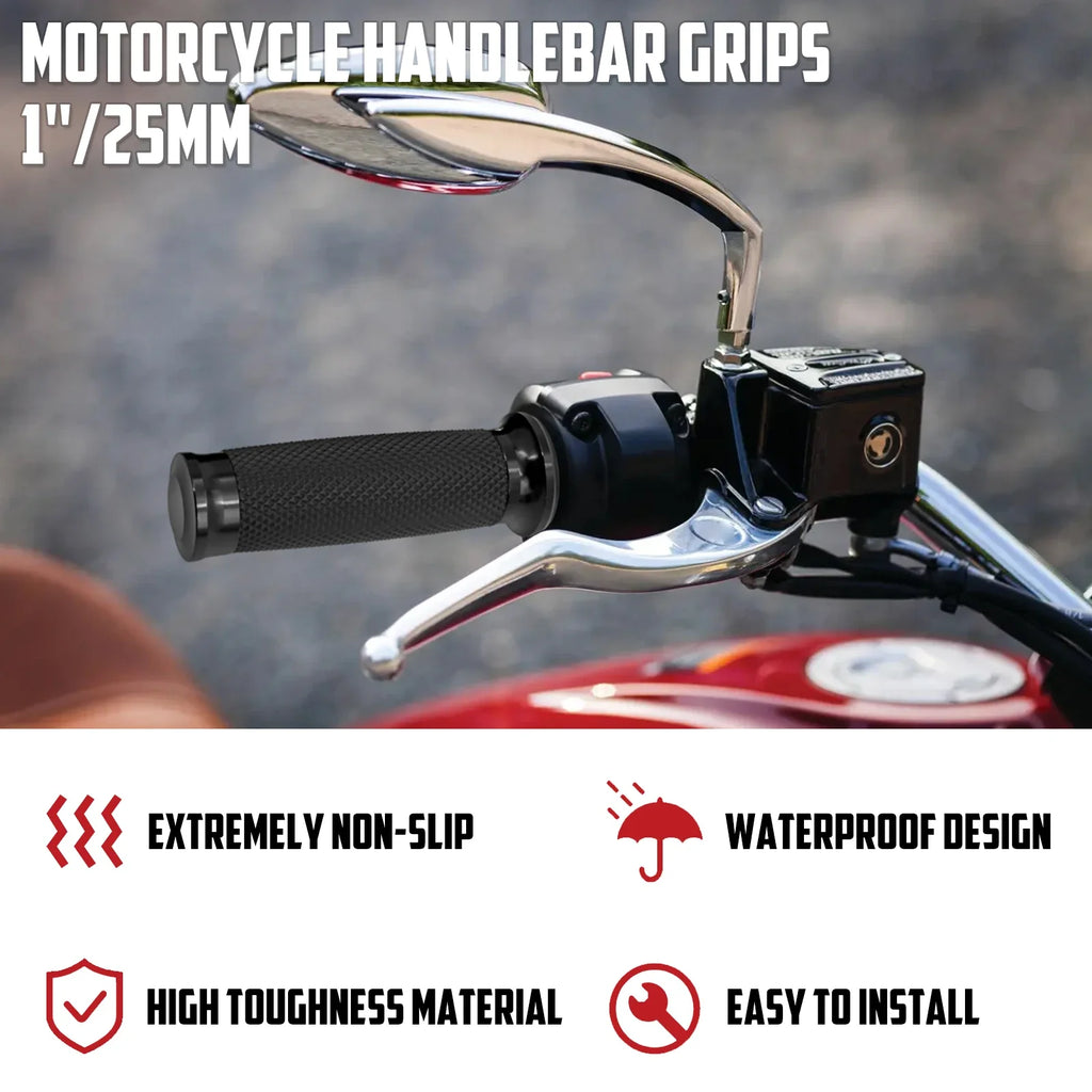 Motorcycle Black/Chrome 1"25mm Handle Bar Hand Grips For Harley Sportster 883 1200 XL Touring Street Glide Dyna Softail VRSC