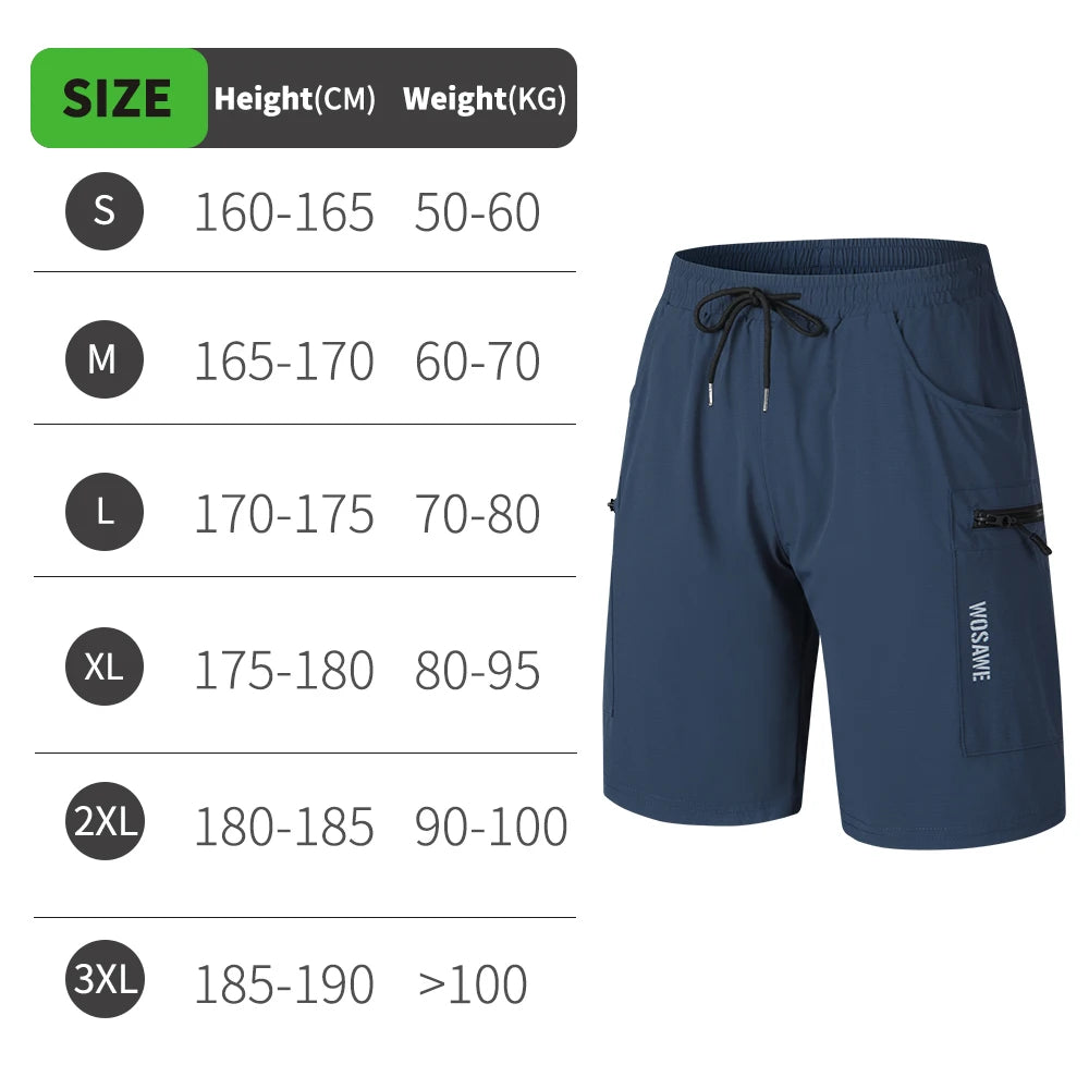 WOSAWE Cycling Shorts Men Padded Undershorts MTB Mountain Bike Wear Pockets Quick Dry Breathable Men's 2 In 1 Cycling Shorts